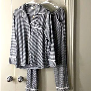 Gray and white striped pajama set